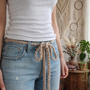 Adjustable Rope Belt, Extra Length Wrap Belt, Smock Dress Belts, Long Braided Waist Tie