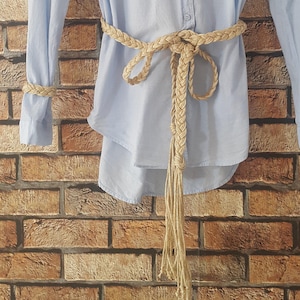 Gold Braided Rope Belt and Bracelet 2 in 1, Utility Summer Belt, Thin Wrapped Belt, Tie Macrame Belt, Women Waist Cord, Dress Rope Belt