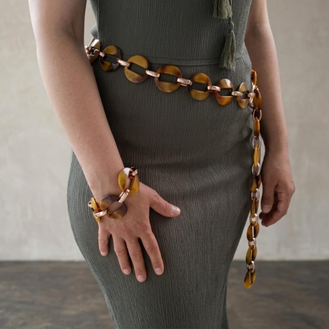Vintage Acrylic Metal Chain Statement Belt Womens Waist Chain Belt, Colorful Acrylic Chunky Statement  main image 2
