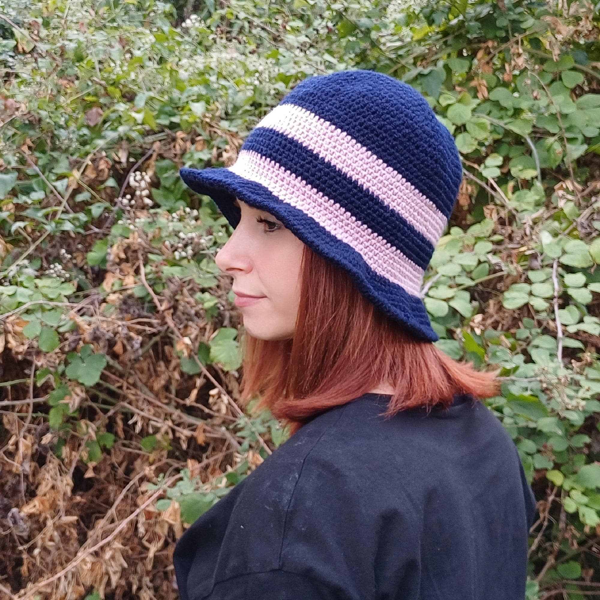 Winter Crochet Bucket Hat Handmade Cotton Knit Cloche Bowler Winter Wool Crochet Bucket Hat, Womens Cloche Bell Style  main image 4