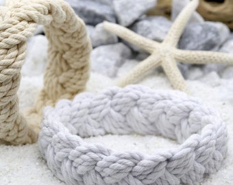 Turks Head Sailor Knot Bracelet, White Beach Bracelet, Nautical Rope Style Summer Top Braided Bracelet, Wholesale Bracelet, Twisted Bracelet