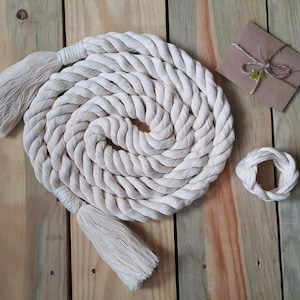 Nautical Rope Belt and Bracelet, Cream Wrapped Belt, Handmade Tassel Belt, Dress Waist Belt, Macrame Knitted Belt, Plus Size Long Belt
