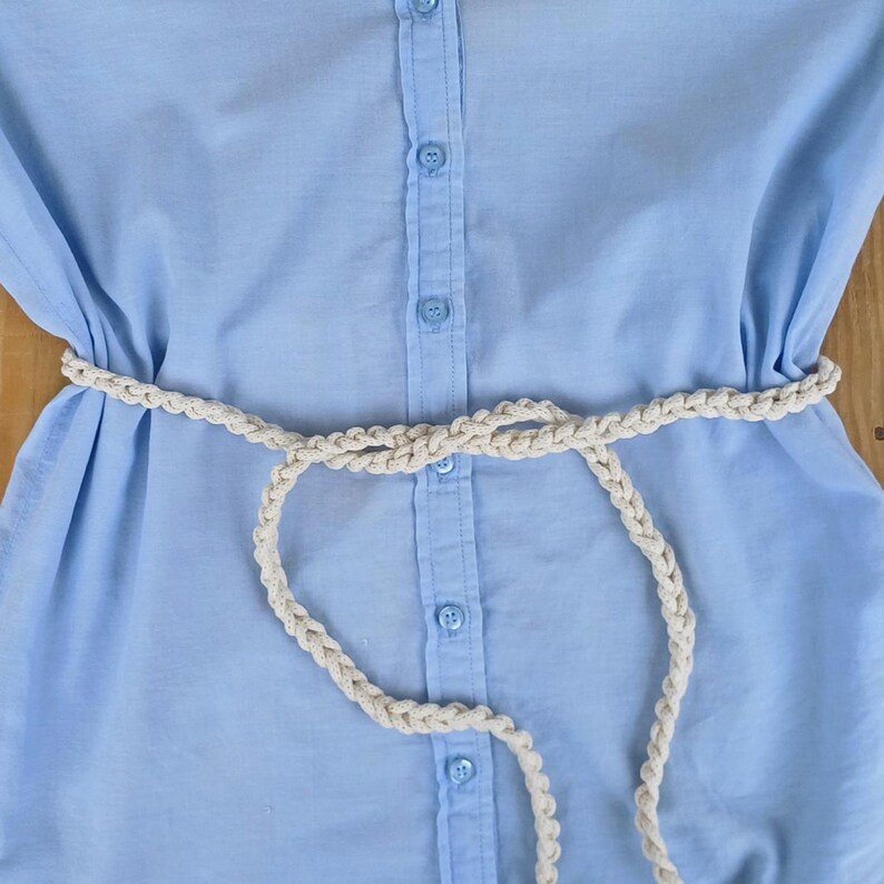 Beaded Rope Belt for Dress, Braided Thin Waist Belt, Cotton Woven Women ...