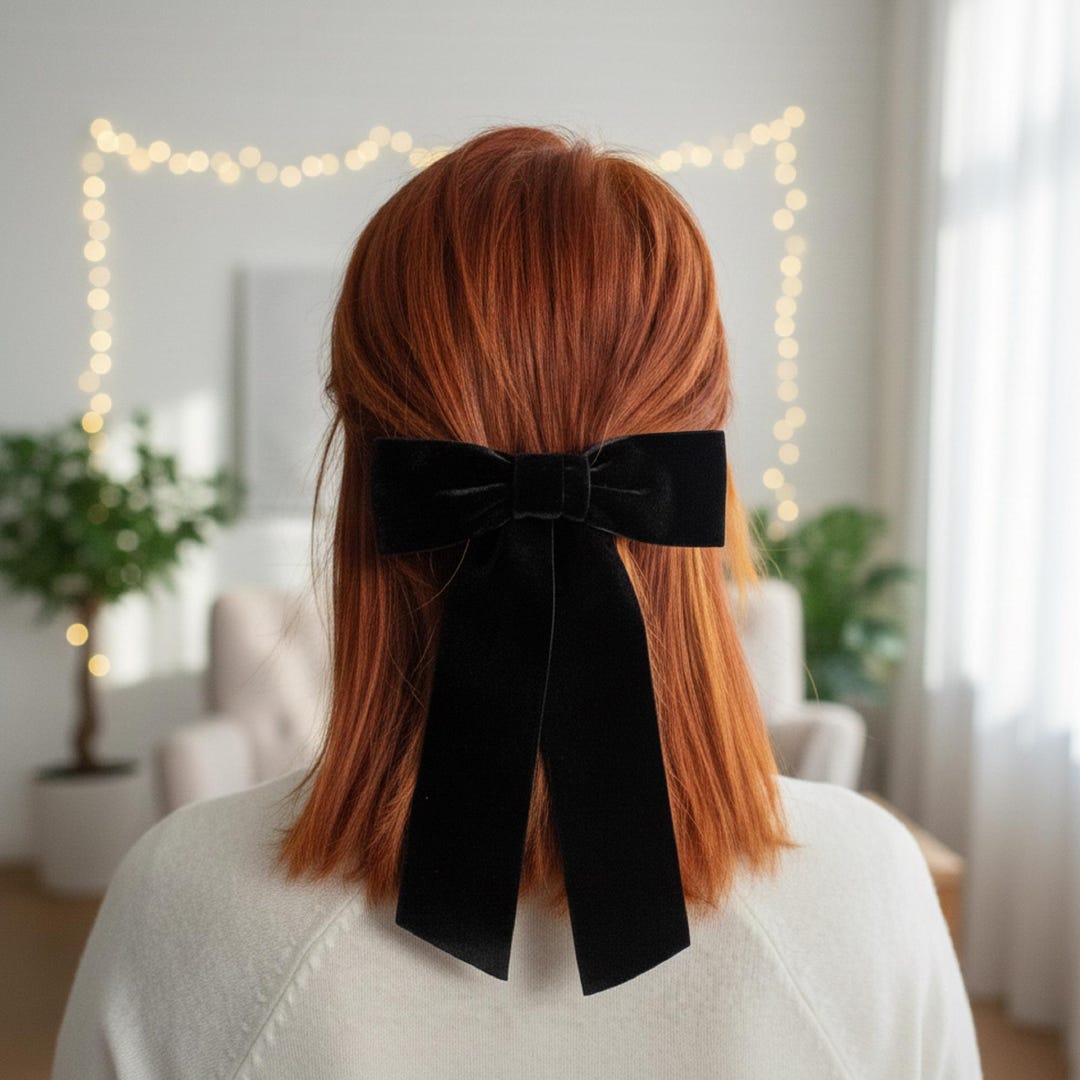 Velvet Hair Bow Clips Women Girls, Christmas Long Tail  display picture 3