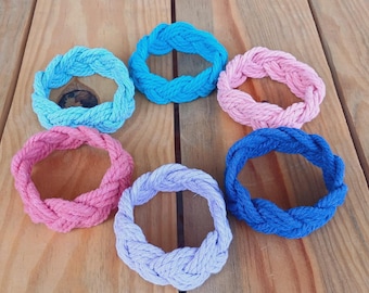 Nautical Rope Bracelet, Harry Bosch Sailor Cotton Cord Bracelet, Turks Head Knot Woven Wristband