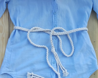 Ceinture en corde tressée, ceintures à nouer pour robe bohème, ceinture tissée taille haute à pampilles pour femme