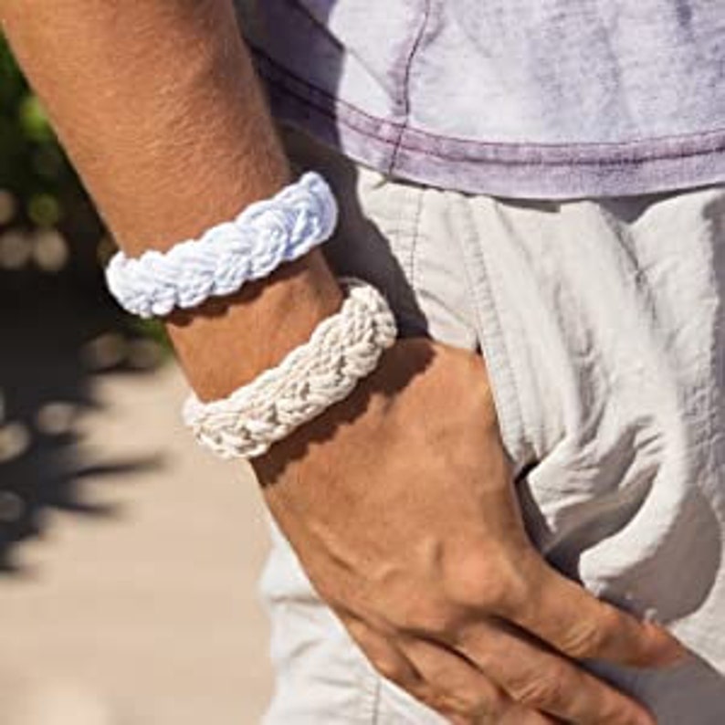 Sailor Knot Bracelet, Turks Head White Rope Bracelets, Cream Cord Bracelet, Thick Braid Bracelet, Summer Tops For Men, Beach Rope Bracelets
A perfect gift for him, her, surfer, Harry Bosch fans or all summer, beach and nautical accessories lovers!
