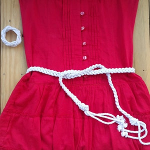 Dress String Belt and Bracelet 2 in 1 for Women, Snow White Belt, White Cord Belt, Women Wrap Belts, Woven Sash Belt, Braided Rope Belt