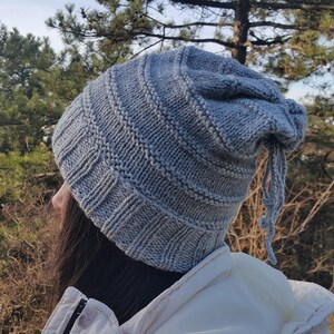 Unisex hand knitted slouchy hats, Women winter striped wool hat, Men handmade fall beanie, Gift for her, Crochet winter accessories