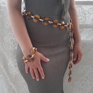 Womens Waist Chain Belt /Necklace and Bracelet, Round Chain Belt, Handmade Women Belt, Tunic Blouse Belt, Loop Jewelry Belt, Wrap Ring Belt