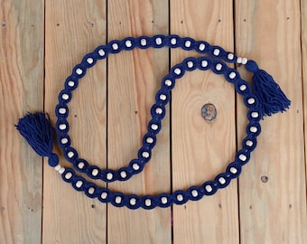 Ceinture bohème tricotée à la main, ceinture à pampilles en corde tressée pour les robes de festival et d'été