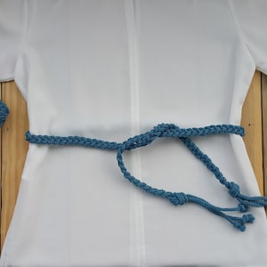 Braided Rope Belt and Bracelet for Women, Petrol Blue Cord Belt, Pendant Dress Belt, Thin Costume Belt, Wrap Waist Belt, Custom Belt Sashes