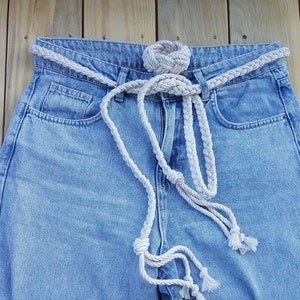 Nautical Rope Belt and Bracelet 2 in 1, Ivory Utility Belt, Knot Waist Belt, Kimono Dress Belt, Girls Macrame Belt, Braided Rope Belt