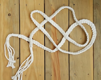 Ceinture en corde de coton tressé, ceinture en macramé à pampilles pour femme, ceintures de costume bohème