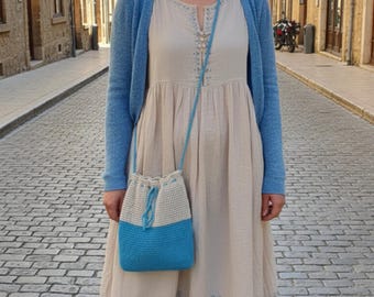 Sac à bandoulière en crochet, sac à bandoulière en tricot de coton, fourre-tout estival pour femme