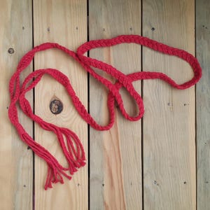 Braided Tassel Belt, Red Wrapped Belt, Red Cotton Belt, Adjustable Wrap Belt, Handmade Rope Belt, Macrame Waist Belt, Red Boho Rope Belt