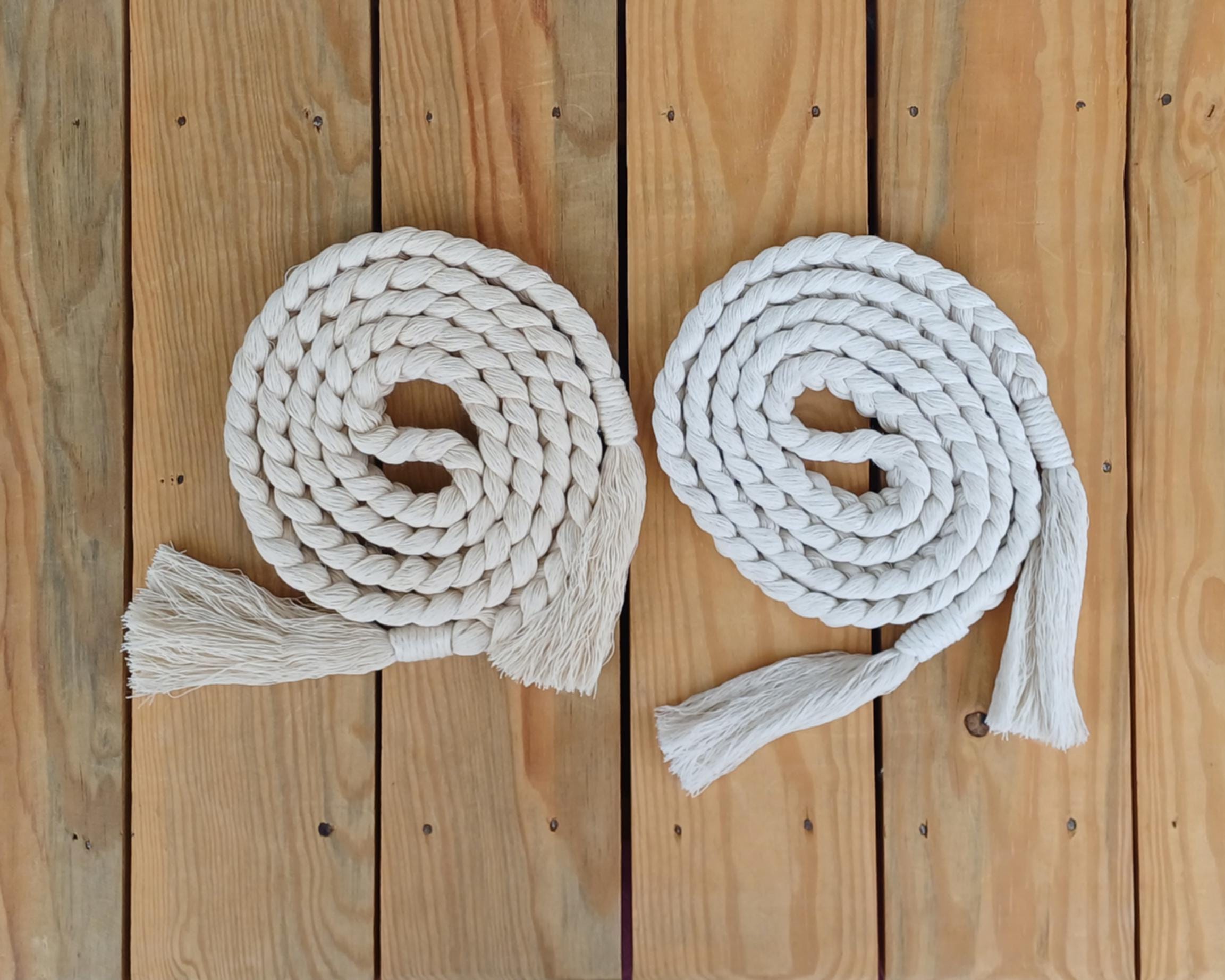 VTG Macrame Tightly Woven Ethnic Braided Tassel Festival Belt Sash Brown Braided Jute Rope Belt Women, Boho Macrame Tassel  main image 3