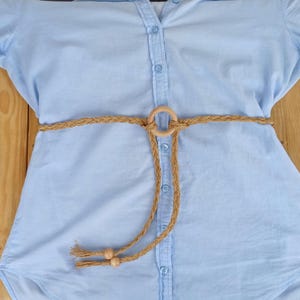 Cintura in corda di rafia intrecciata, cintura sottile per abiti da spiaggia, cinture avvolgenti in macramè con perline naturali da donna