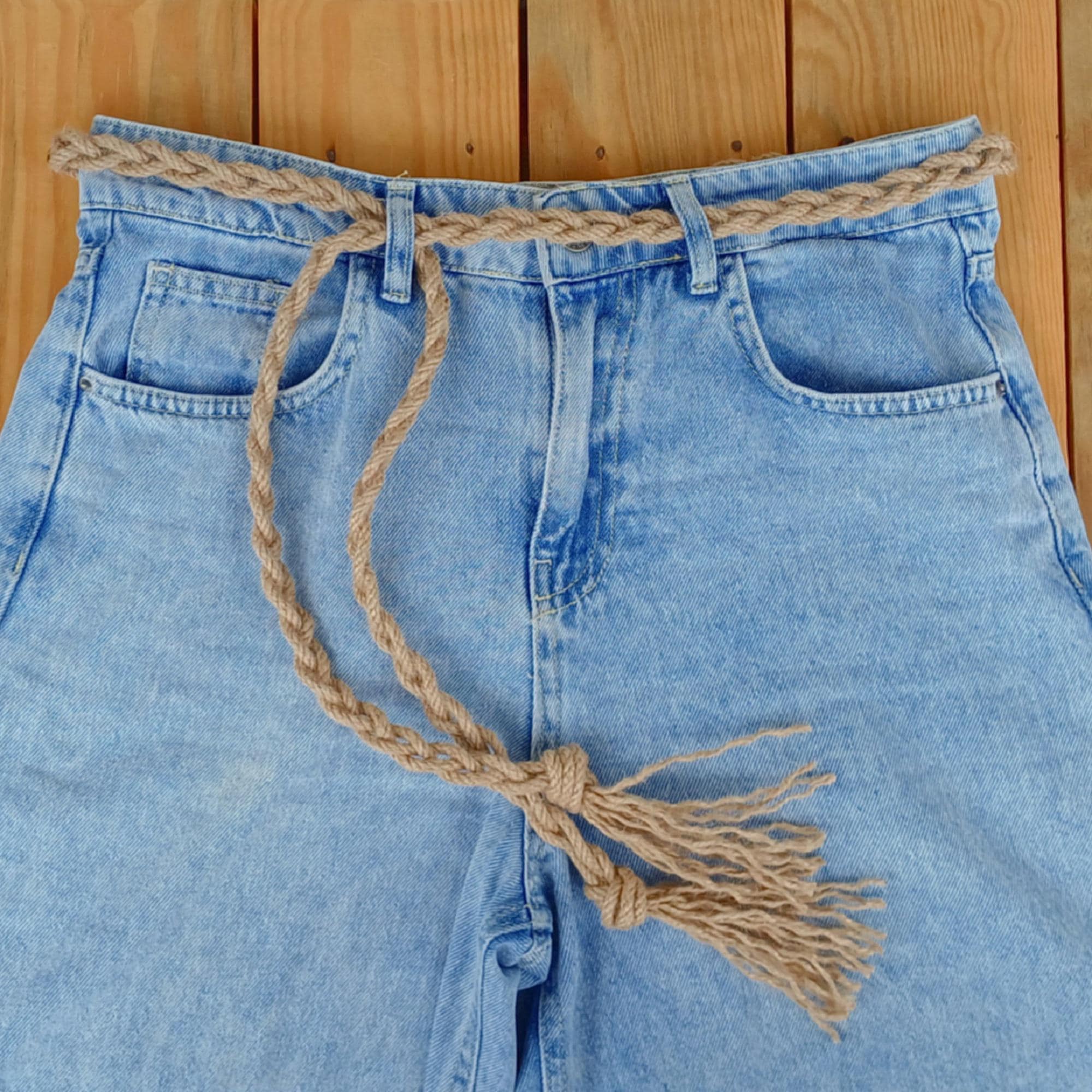 Bohemian Woven Rope Braid Waist Belt - Sash Style, One Size Cotton Braided Rope Tie Belt, Thick Tassel Woven Macrame  main image 2