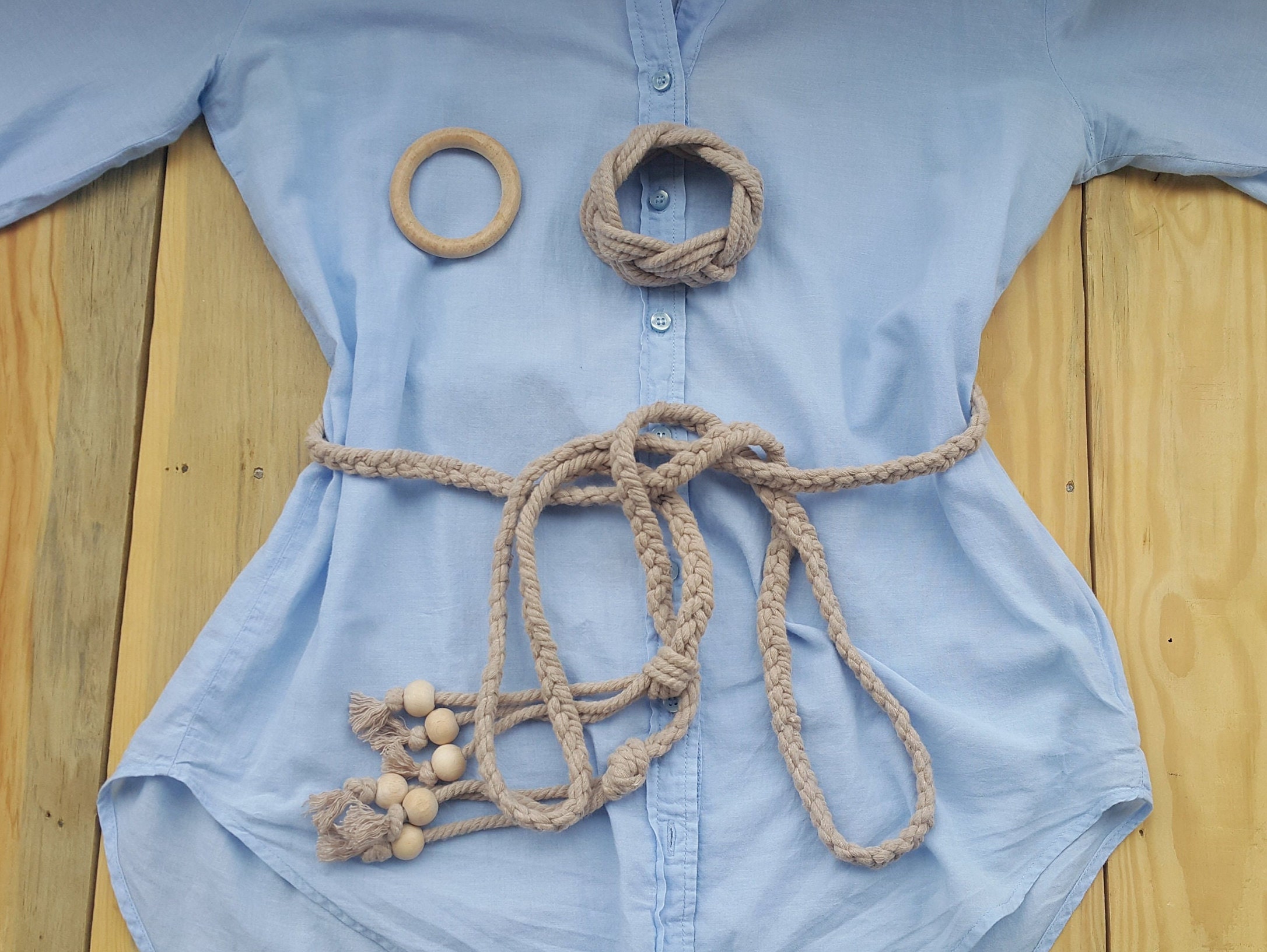 Cream Dress Waist Belt and Bracelet 2 in 1, Utility Women Belt, Beaded