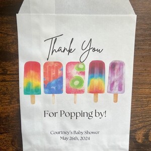 Popsicle baby shower party favor bags, thanks for popping by, gender-neutral party, party bags, summer baby shower, boy or girl party, decor image 4