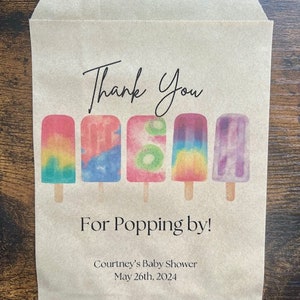 Popsicle baby shower party favor bags, thanks for popping by, gender-neutral party, party bags, summer baby shower, boy or girl party, decor image 3