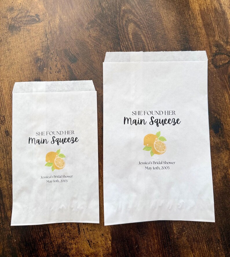 Encontró sus principales bolsas de regalo para fiestas, regalos para despedidas de soltera de verano, despedidas de soltera con temática de limón, bolsas para galletas, bolsas para la mesa de dulces. imagen 3