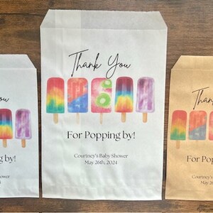 Popsicle baby shower party favor bags, thanks for popping by, gender-neutral party, party bags, summer baby shower, boy or girl party, decor image 2