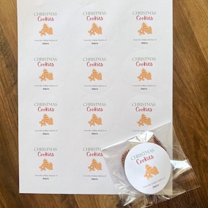 Christmas cookie stickers and bags, Holiday cookie bag, Cookie labels for Christmas, personalized baking labels, Holiday bakery stickers image 1