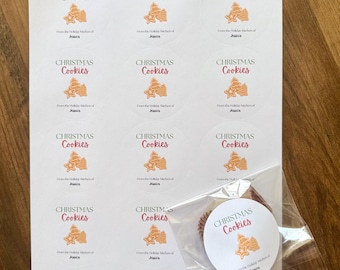 Pegatinas y bolsas para galletas navideñas, bolsa para galletas navideña, etiquetas para galletas de Navidad, etiquetas personalizadas para repostería, pegatinas navideñas para panadería
