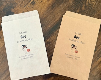 A little boo is almost due party favor bags, Halloween baby shower bags, Halloween baby shower, cookie bag, candy bag, donut bags, fall baby