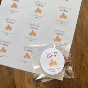 Christmas cookie stickers and bags, Holiday cookie bag, Cookie labels for Christmas, personalized baking labels, Holiday bakery stickers image 2