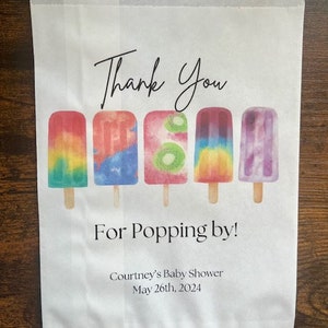 Popsicle baby shower party favor bags, thanks for popping by, gender-neutral party, party bags, summer baby shower, boy or girl party, decor image 5
