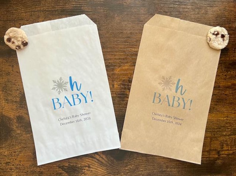 Oh baby vinter babyshower-godispåse, babyshower-festgåva, vinterbabyströssel, varm chokladpåsar, godispåsar, babyshower-påse för helgen bild 1