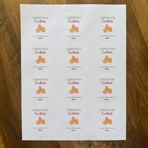 Christmas cookie stickers and bags, Holiday cookie bag, Cookie labels for Christmas, personalized baking labels, Holiday bakery stickers image 3