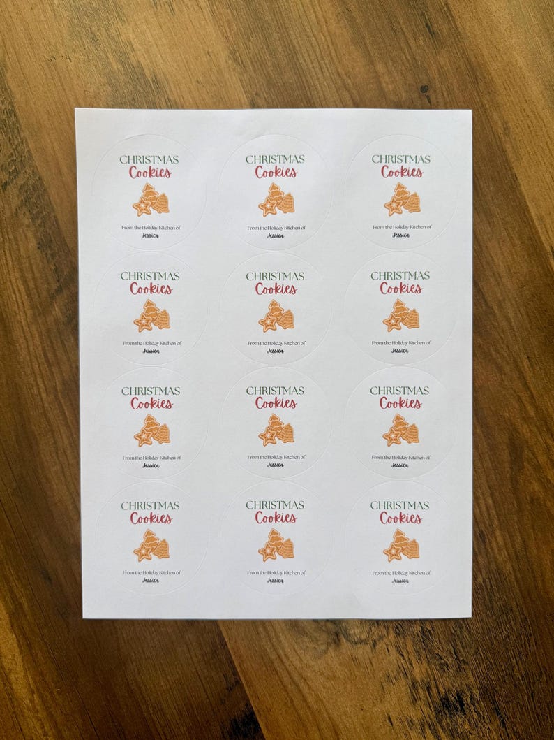 Christmas cookie stickers and bags, Holiday cookie bag, Cookie labels for Christmas, personalized baking labels, Holiday bakery stickers image 3