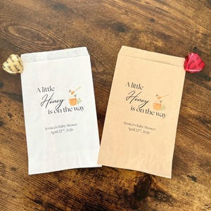 A little honey is on the way baby shower favor bags, treat bags, cookie bags, personalized party favor bags, honey baby shower image 1
