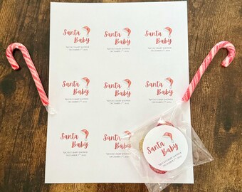 Santa Baby shower stickers, Santa Baby Shower, Stickers and bags, custom Christmas labels