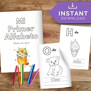 ABC Coloring Book In Spanish | Spanish Baby Shower Activity | Baby’s First Spanish Book | Spanish Coloring Pages | Baby Alphabet Book| L00S4
