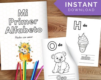 Libro da colorare dell'alfabeto spagnolo / Mi Primer Alfabeto (Download PDF)