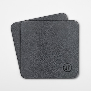 Drinks coasters set of 2/4 made of genuine leather with embossed logo - gift for home bar, house bar, cocktail bar