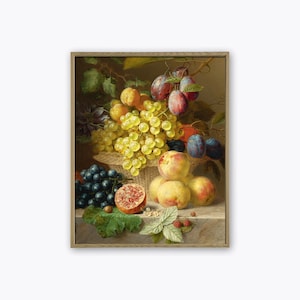 Fruit Still Life Print, Fruit Vintage Painting Print