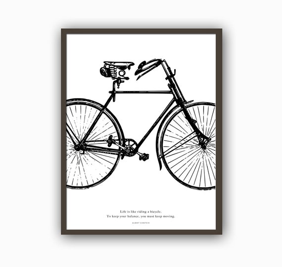 Zitat Poster Fahrrad Druck Buro Wand Dekor schwarz weiB Albert Einstein Zitat Etsy