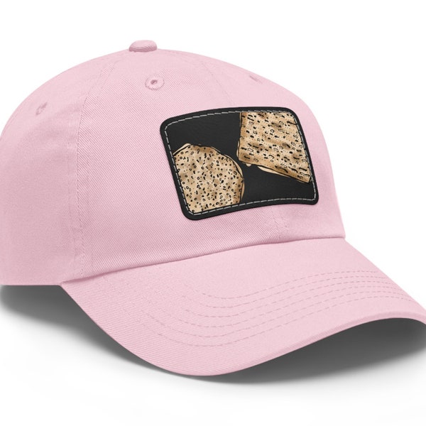 Passover Matzo Hat with Leather Patch | Holiday Gift | Jewish Judaica | Cute Pesach Design | Illustrated Matzah