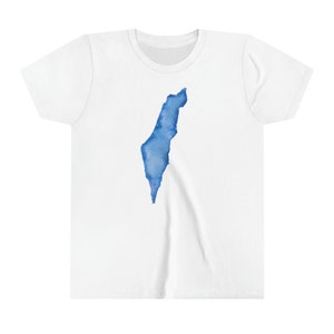 Camiseta de manga corta para niños con mapa de Israel en acuarela - Ropa israelí
