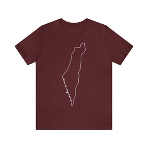 Camiseta Israel "este es mi hogar" - Mapa de Israel Ilustración de línea continua de 1 línea - Manga corta de Jersey unisex
