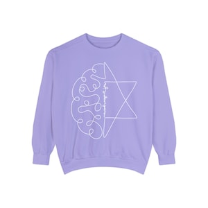 Kosherchaos "Neurodivergent Jew" Sweatshirt - Jüdisches ADHS Autistisches Spektrum - Gehirn & Jüdischer Stern Kontinuierliche Linie Illustration - Unisex