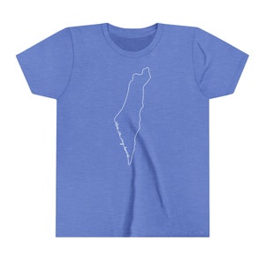 Israel Map &quot;This is my home&quot; Youth Children&#39;s Short Sleeve Tee - One-Line Illustration - Israeli Apparel