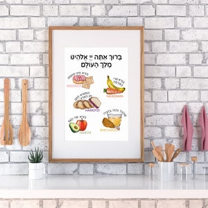 Jewish Blessings on Food | Brachot | Brachos | Printed Poster | Judaica ...