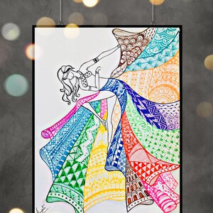 Zentangle inspired dancing girl_Be Free